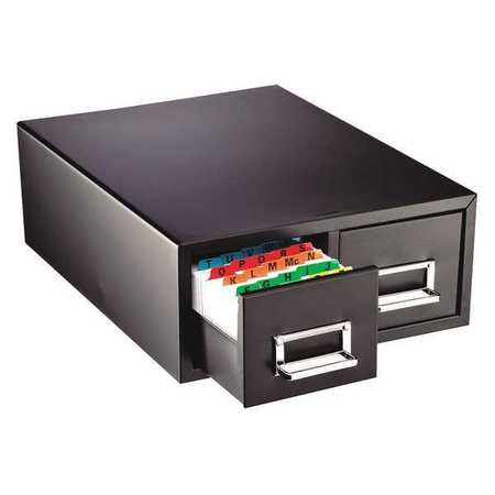 Cabinet,5x8 In. Card Cap.,2 Drawer,black