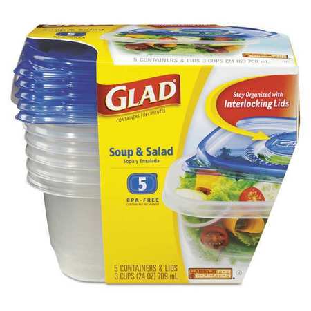 Food Container,soup/salad,clear,pk5 (1 U