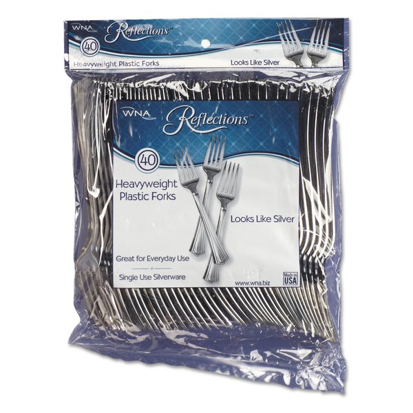 Disposable Fork, Bagged, Silver, Pk40