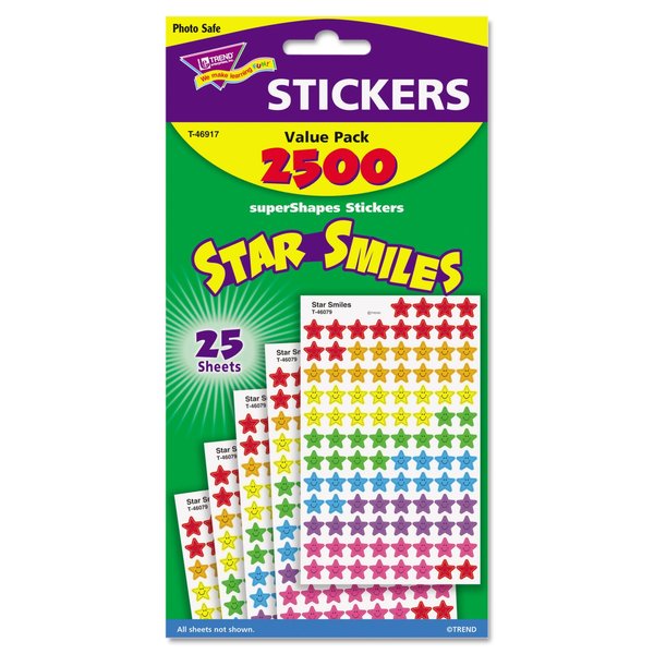 Stickers, Star Smiles, Assorted, PK2500