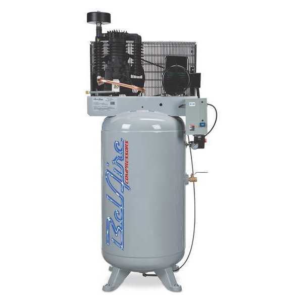 Air Compressor, 7.5 HP, 80 gal., 3-Phase, Overall Height: 77