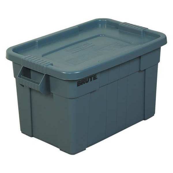 Storage Tote with Snap Lid, Gray, Plastic, 18 in W, 15 in H, 20 gal Volume Capacity