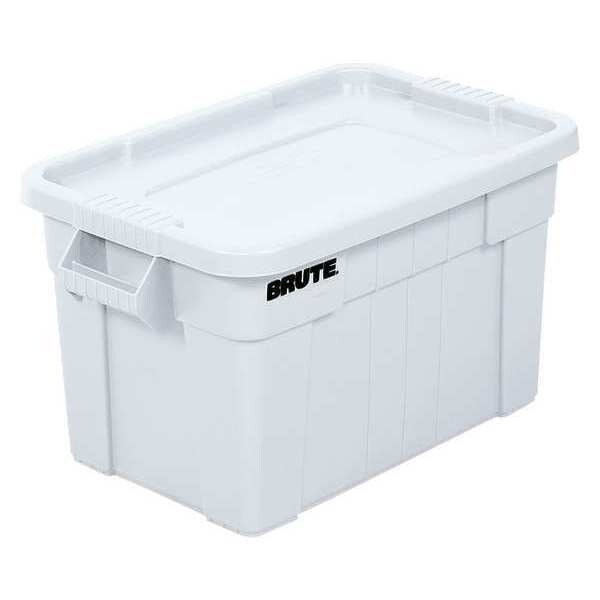 Storage Tote with Snap Lid, White, Plastic, 18 in W, 15 in H, 20 gal Volume Capacity