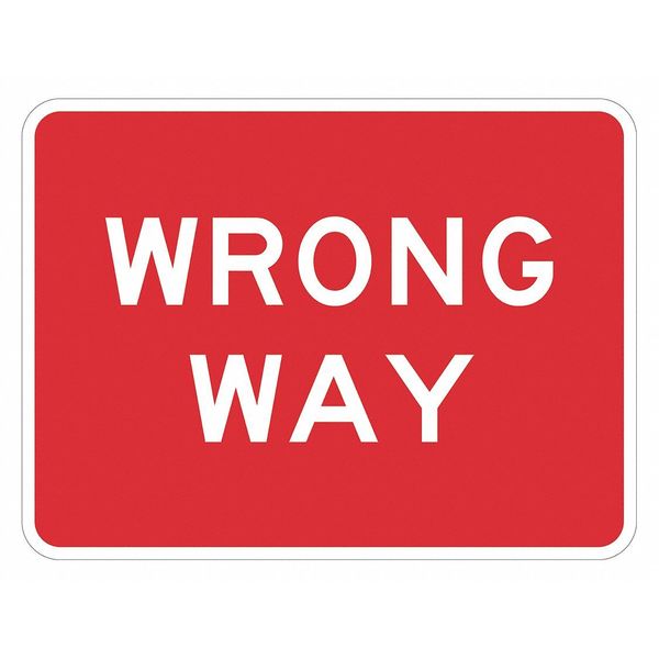 Wrong Way Traffic Sign, 12 in H, 18 in W, Aluminum, Horizontal Rectangle, English, T1-6172-DG_18x12