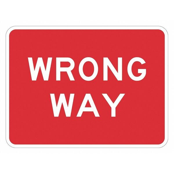 Wrong Way Traffic Sign, 18 in H, 24 in W, Aluminum, Horizontal Rectangle, English, T1-6172-DG_24x18