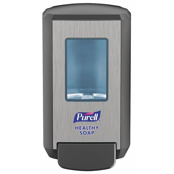 Soap Dispenser, Wall Mount, Manual, Push Style, Graphite