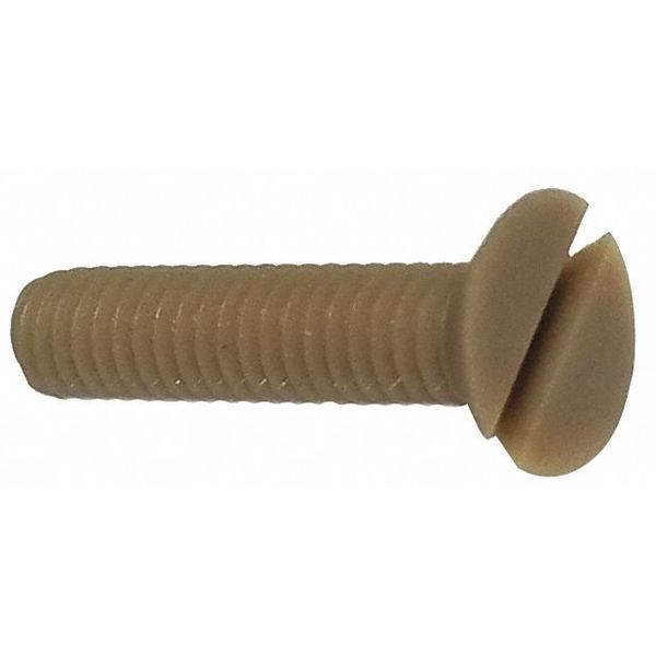 #10-24 x 1-1/2 in Slotted Flat Machine Screw, Plain PEEK, 10 PK