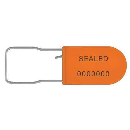 Padlock Seal,plastic,orng,3-1/4inl,pk50