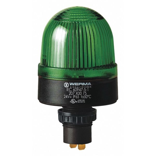 Warning Light, Green, 24VAC/DC, Dome Lens