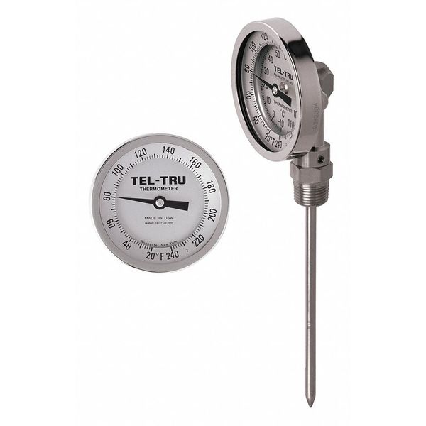 Analog Dial Thermometer, Stem 15