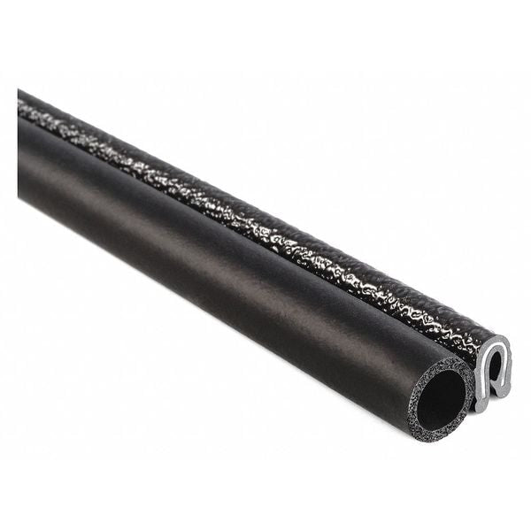 Trim Seal, EPDM, 100 ft Length, 0.672 in Overall Width, Style: Trim with a Top Bulb