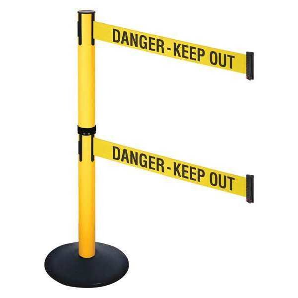 Barrier Post, 40 in. H, Yellow/Black Text