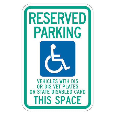 Handicap Sign,12"w,18"h,0.063" Thickness