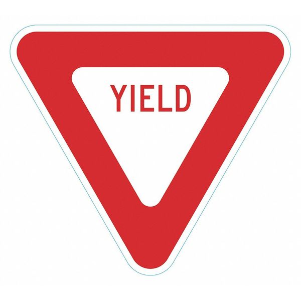 YIELD Traffic Sign, 18 in Height, 18 in Width, Aluminum, Triangle, English