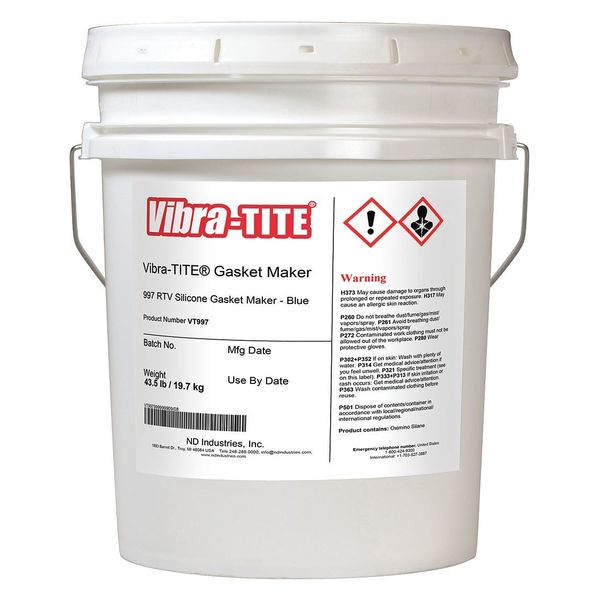 Silicone Gasket Sealant, 4.5 gal, Blue, Temp Range -65 to 500 Degrees F