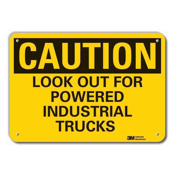 Reflective Lift Truck Traffic Caution Sign, 10 in H, 14 in W, English, LCU3-0374-RA_14x10