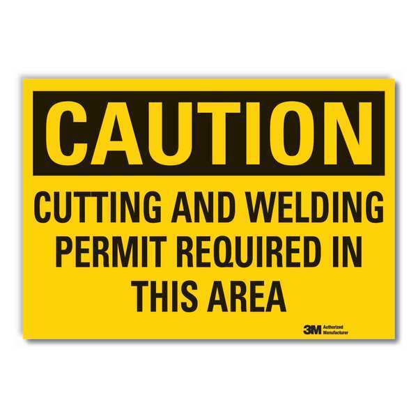 Welding Safety Caution Reflective Label, 7 in Height, 10 in Width, Reflective Sheeting, English