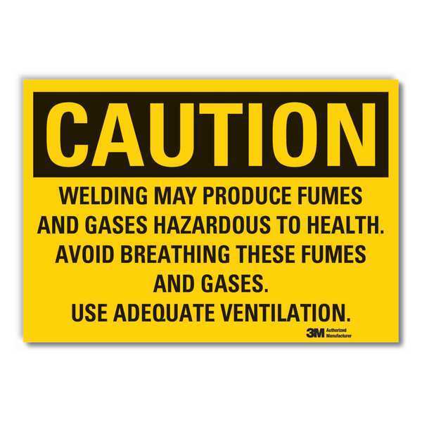 Welding Hazard Caution Reflective Label, 7 in Height, 10 in Width, Reflective Sheeting, English