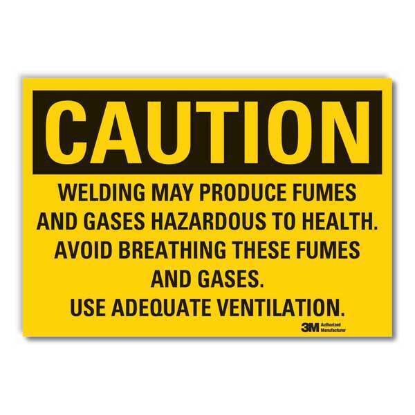 Welding Hazard Caution Reflective Label, 10 in Height, 14 in Width, Reflective Sheeting, English