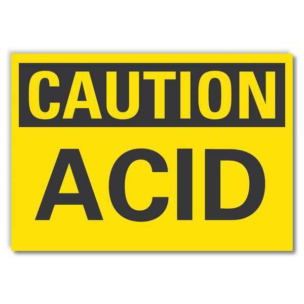 Acid Caution Reflective Label, 10 in H, 14 in W, Horizontal Rectangle, LCU3-0200-RD_14x10