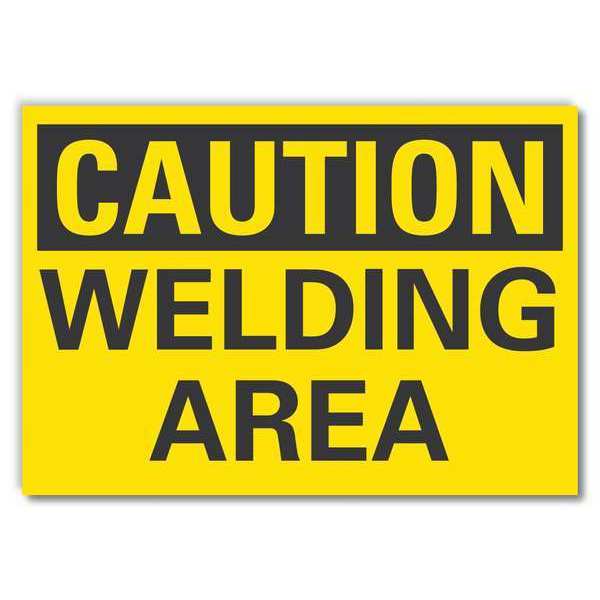 Welding Hazard Caution Reflective Label, 3 1/2 in Height, 5 in Width, Reflective Sheeting, English