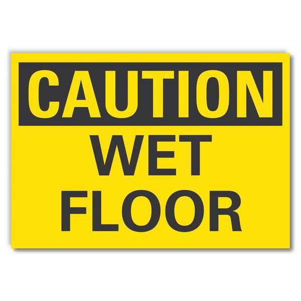 Wet Floor Caution Reflective Label, 10 in H, 14 in W, , English, LCU3-0208-RD_14x10