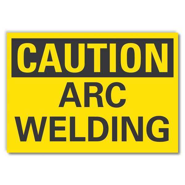 Welding Caution Reflective Label, 10 in Height, 14 in Width, Reflective Sheeting, English