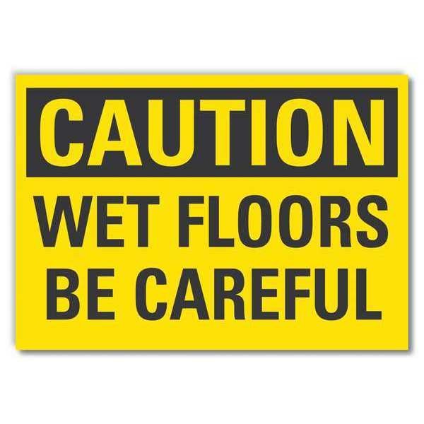 Wet Floor Caution Reflective Label, 3 1/2 in H, 5 in W, , English, LCU3-0278-RD_5x3.5