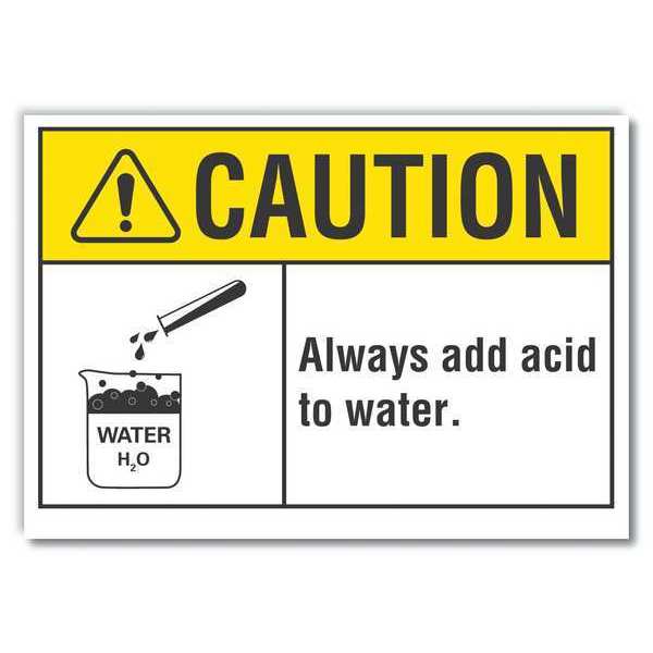 Acid Caution Reflective Label, 10 in H, 14 in W, Horizontal Rectangle, LCU3-0089-RD_14x10