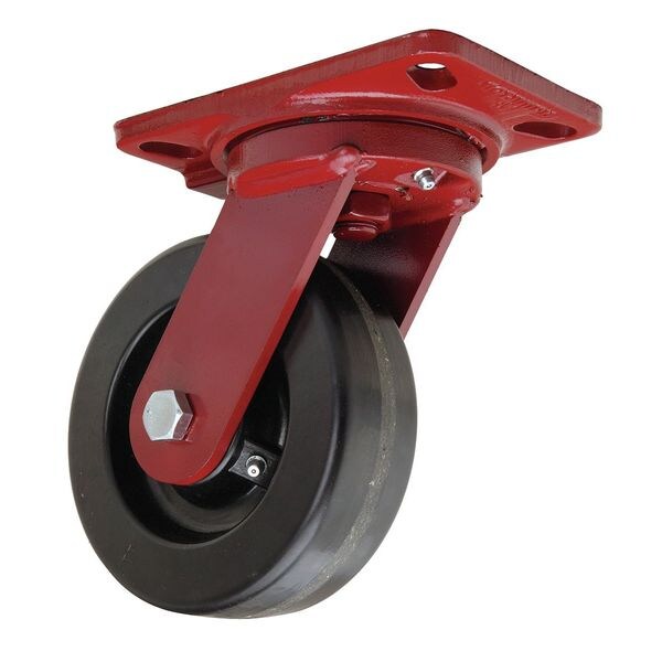 Plate Caster, Swivel, Phenolic, 6 in., 1200 lb.