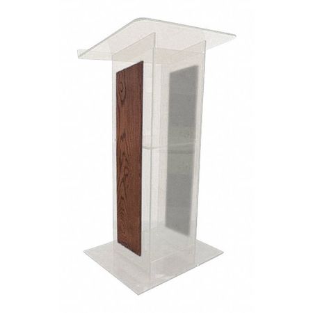 H Lectern,w/shelf-frosted Acrylic/walnut