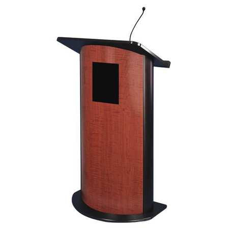 Curved Panel Sound Lectern,cherry/black