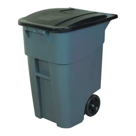 50 gal Brute Roll Out Container, Gray, Plastic