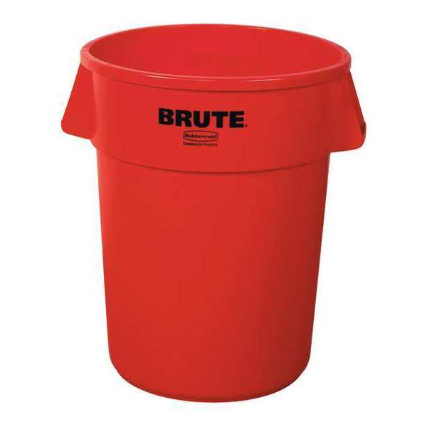 55 gal Round Trash Can, Red, Plastic