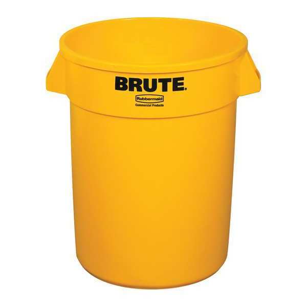 32 gal. Plastic Brute Container, 32 gal., Yellow