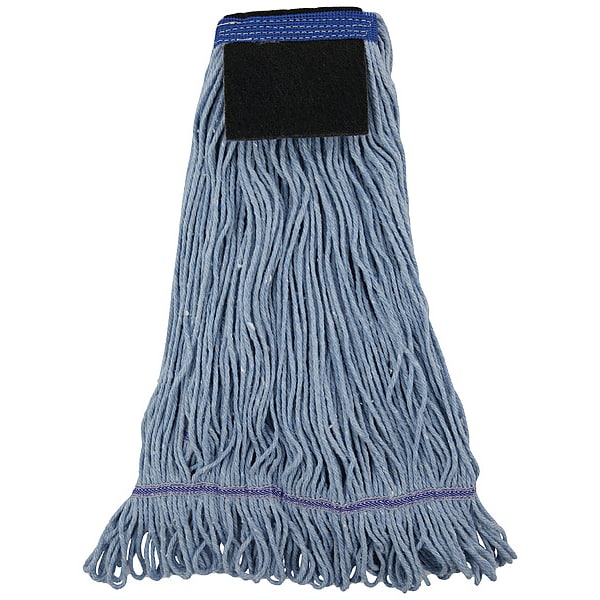 1.25 in String Wet Mop, Looped-End, Blue, Cotton/Synthetic, PK12