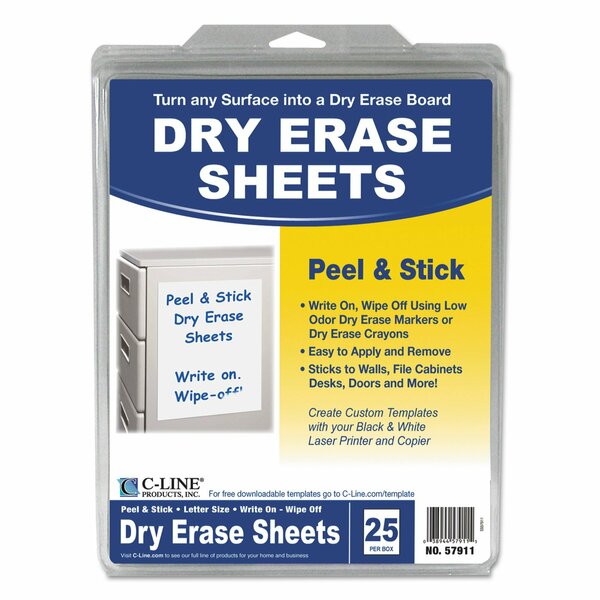 Dry Erase Sheets,8.5x11,pk25 (1 Units In