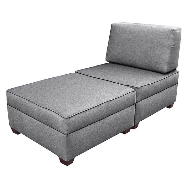 Duobed Storage Chaise Sleeper, Grey Performance Fabric