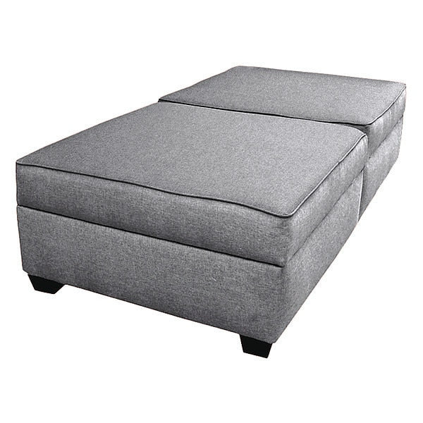 Storage Twin Bed/Bench, Grey Performance Fabric
