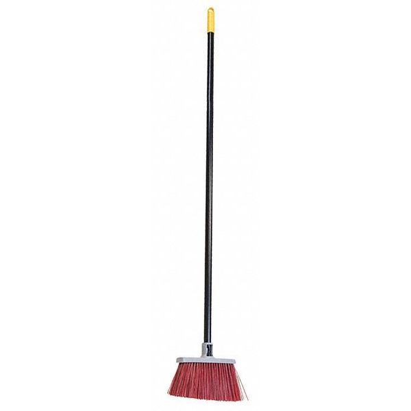 11 1/2 in Sweep Face Broom, Stiff, Synthetic, Red, 48.5 in L Handle