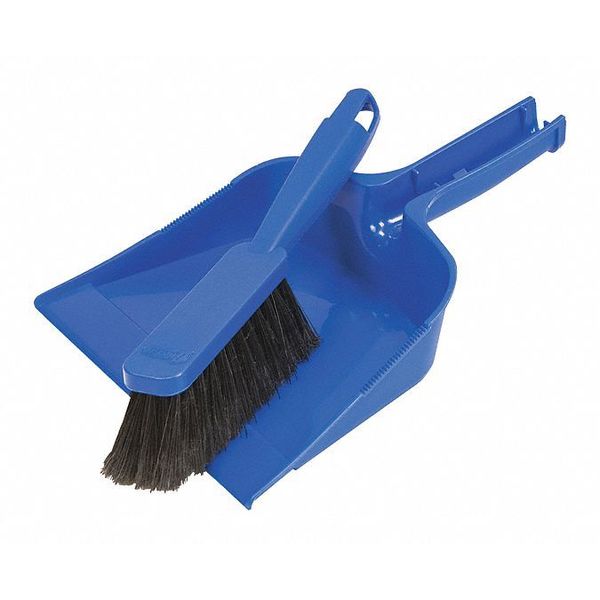 Dust Pan and Brush Set, Plastic, Blue