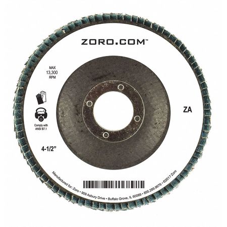 ZORO, Flap Disc, zirc T27,4-1/2"x7/8",80grit