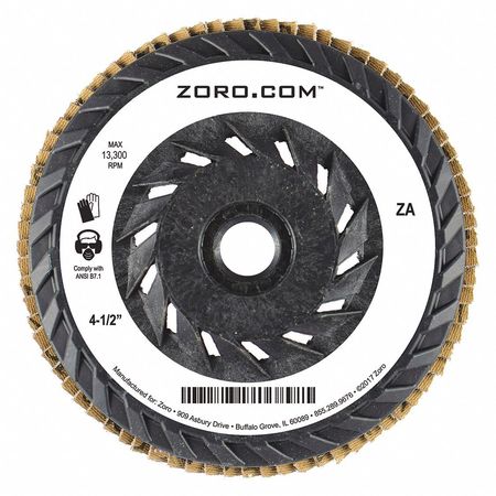 ZORO, Flap Disc,plastic,27,4-1/2x5/8-11,80grit