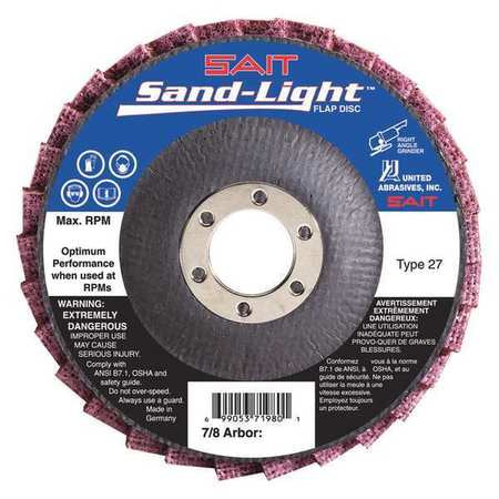 Sandlt Flap Disc,5x7/8 Med,pk5