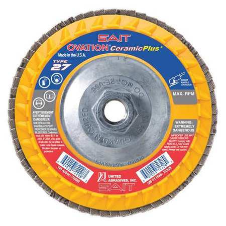 Ceramic Flap Disc,4-1/2x5/8-11 80x,pk10