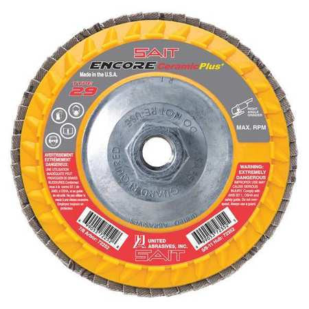 Ceram Flap Disc,t29,4.5x5/8-11 80x,pk10