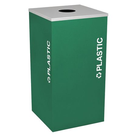 Square Bin,plastic,steel,24 Gal.,emerald