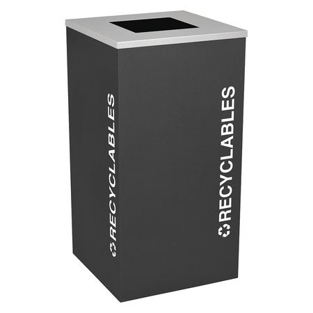 Square Bin,recycle,steel,24 Gal.,black (