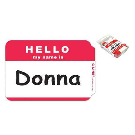 Badges,hello,red,3-1/2 X 2-1/4",pk1000 (