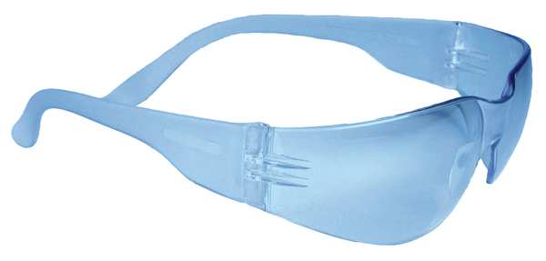 Safety Glasses, Wraparound Light Blue Polycarbonate Lens, Scratch-Resistant